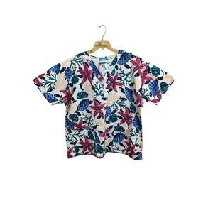 Crest Tropical Fish Short Sleeve Scrub Top Women’s Size 2XL